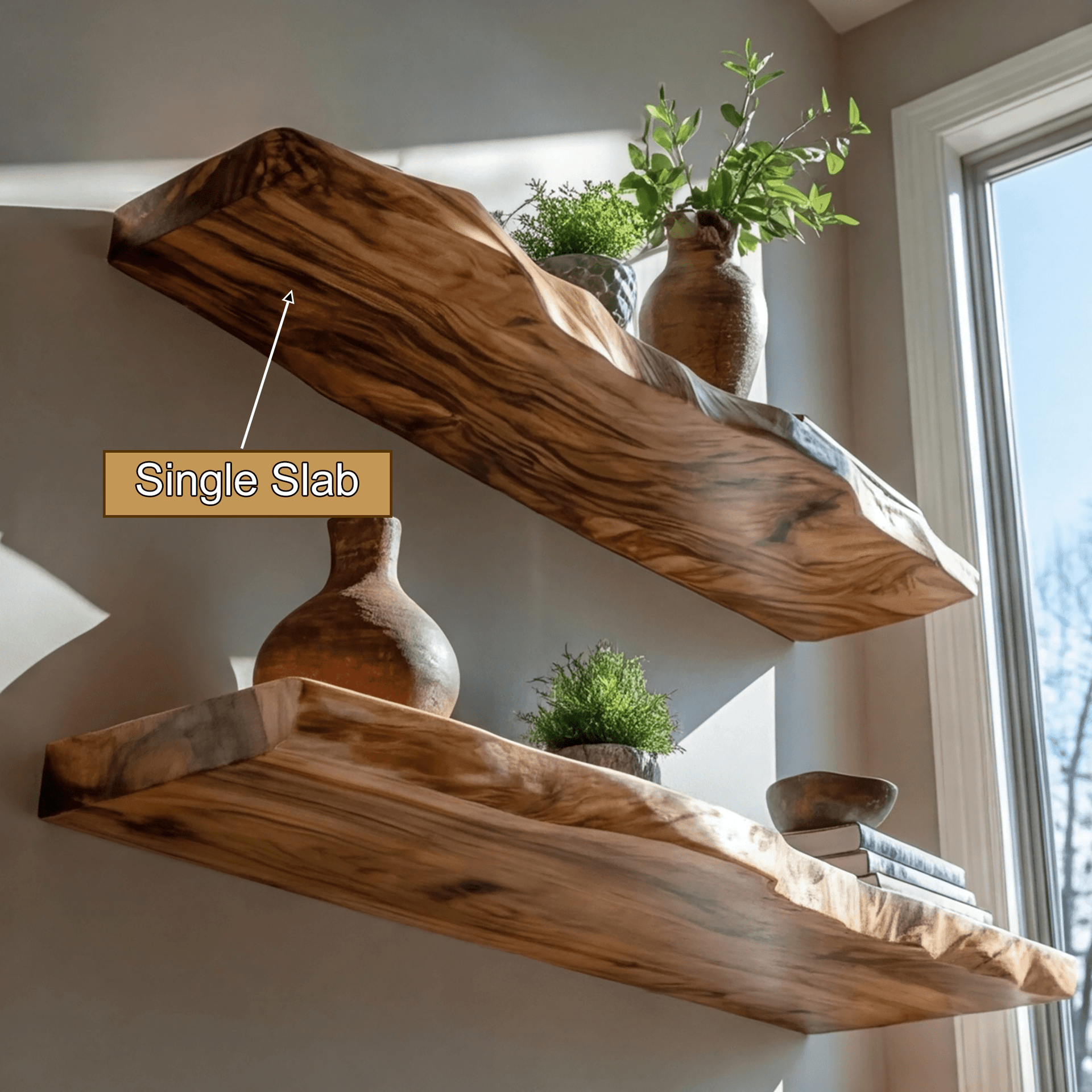 Elvaron Live Edge Solid Wood Floating Shelf SPA845621