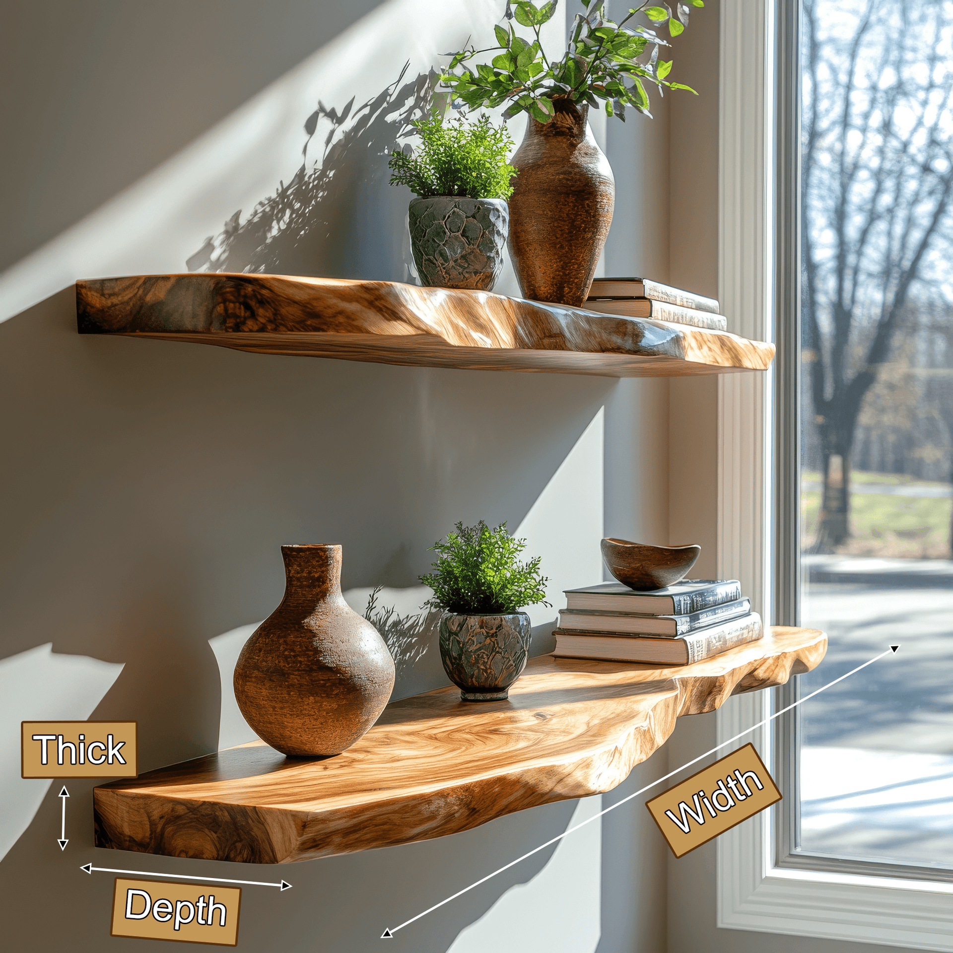 Elvaron Live Edge Solid Wood Floating Shelf SPA845621