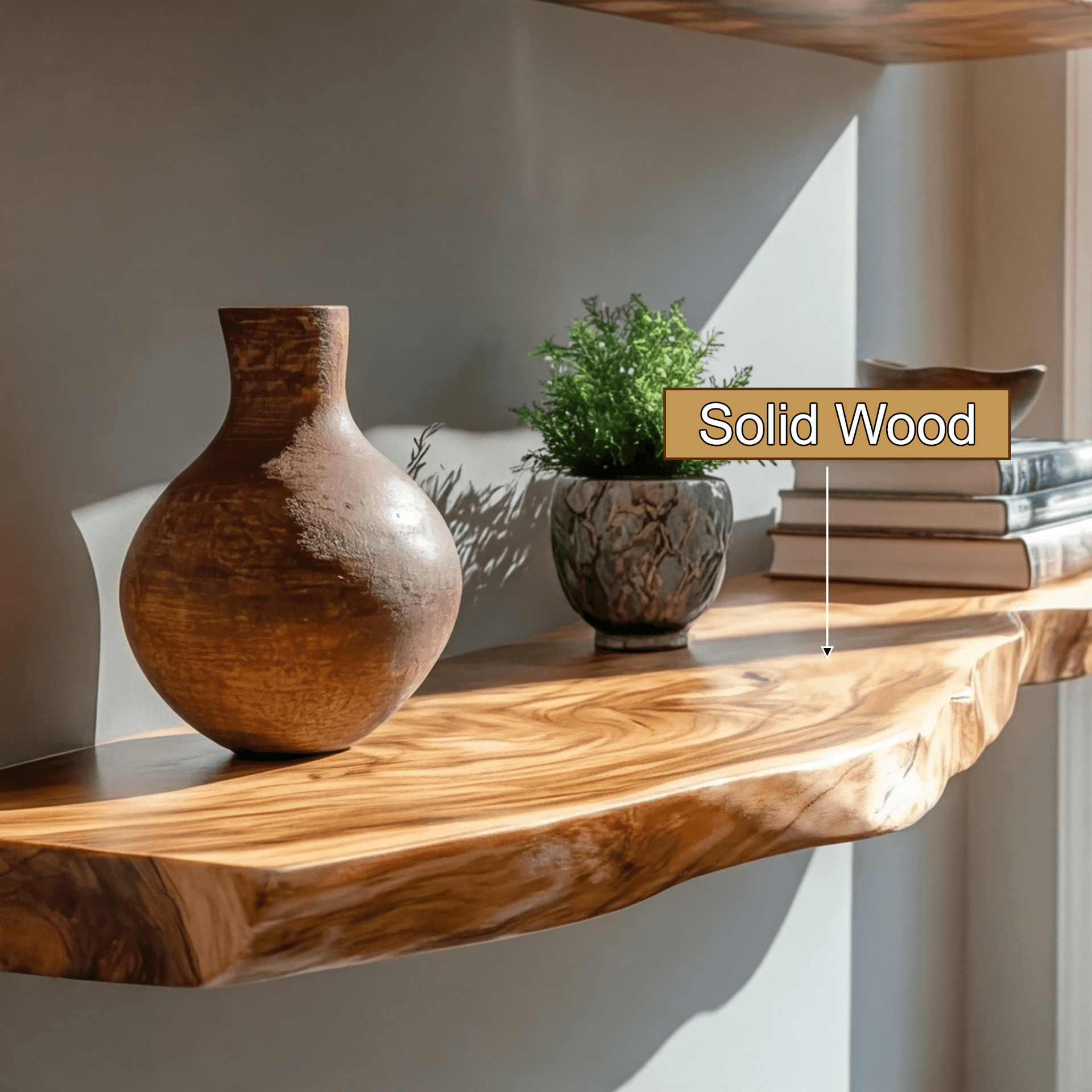 Elvaron Live Edge Solid Wood Floating Shelf SPA845621