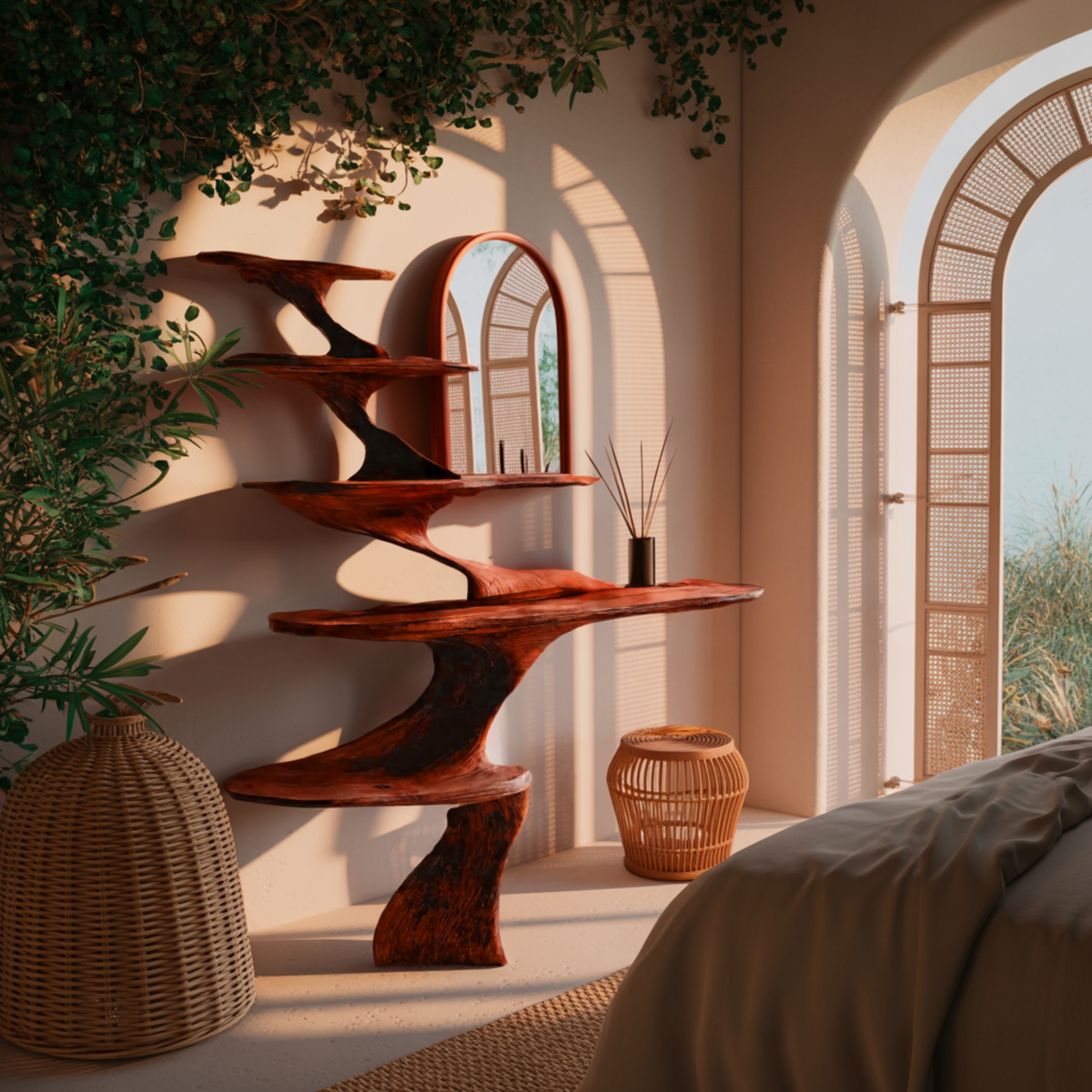 Elyra Flow-Form Sculptural Cosmetic Table