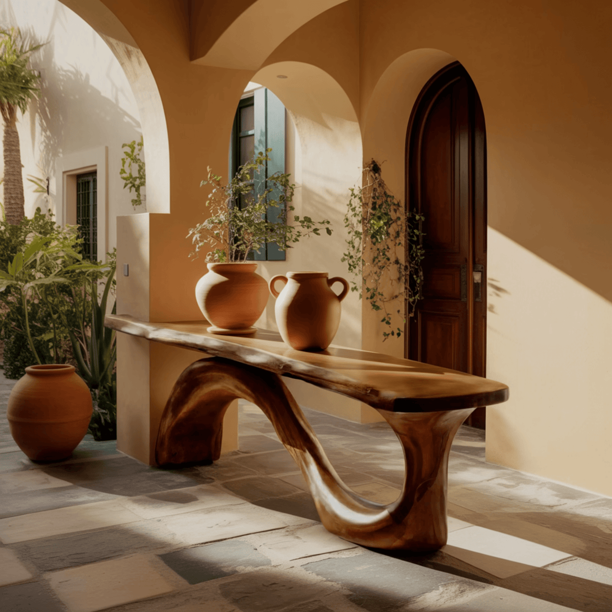 Elyra Sculptural Organic Solid Wood Console Table