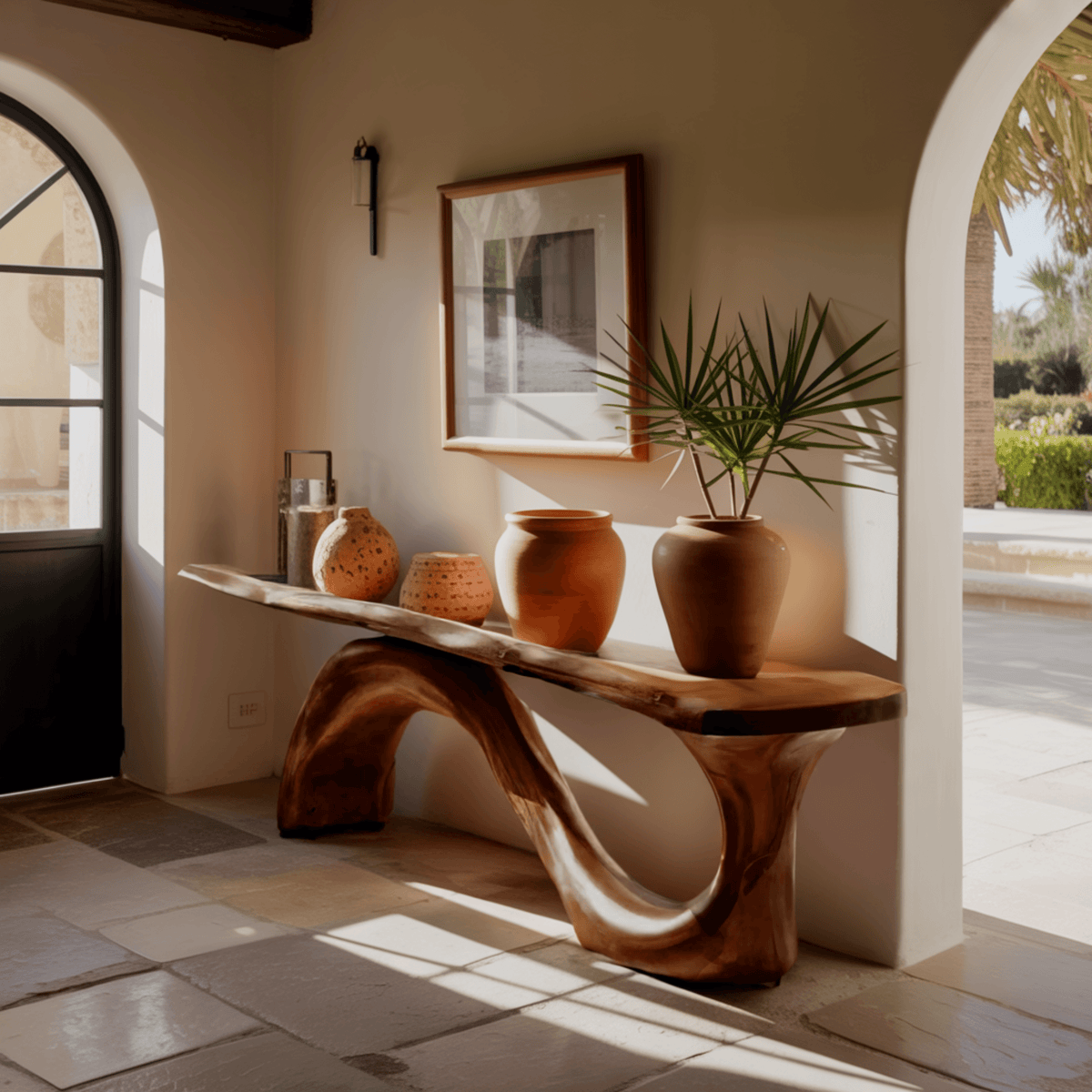 Elyra Sculptural Organic Solid Wood Console Table