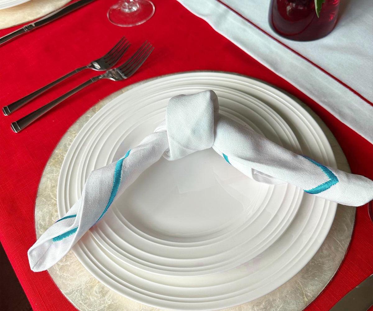 Light Blue Napkins - Embroidery Napkins