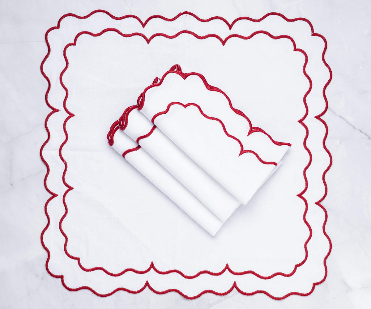 Red Scalloped Napkins