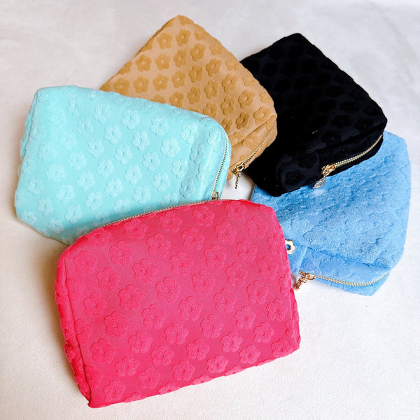 Embossed Daisy Blossom Cosmetic Case