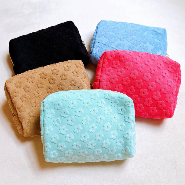 Embossed Daisy Blossom Cosmetic Case