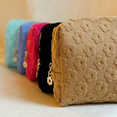Embossed Daisy Blossom Cosmetic Case