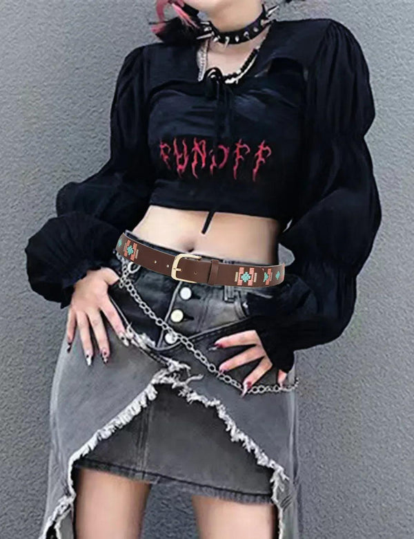 TOPACC Western Embroidery Belts for Women Men Cowgirl Cowboy Country Fashion Belt for Jeans Pants Girls - Gifts for You 'n Me