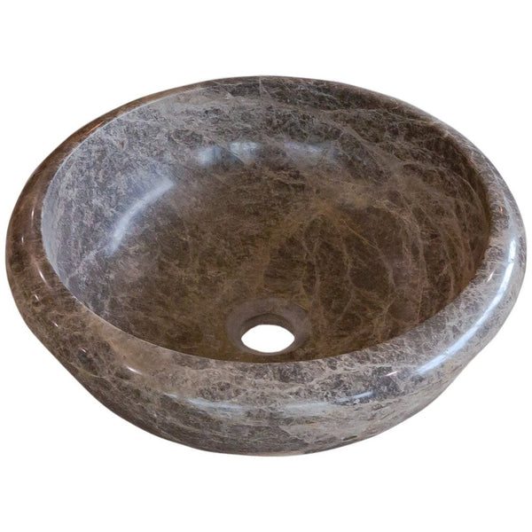 Emperador Brown Natural Stone Marble Drop-in Vessel Sink Polished  (D)16