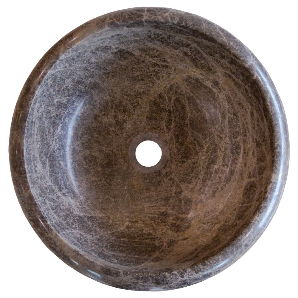 Emperador Brown Natural Stone Marble Drop-in Vessel Sink Polished  (D)16