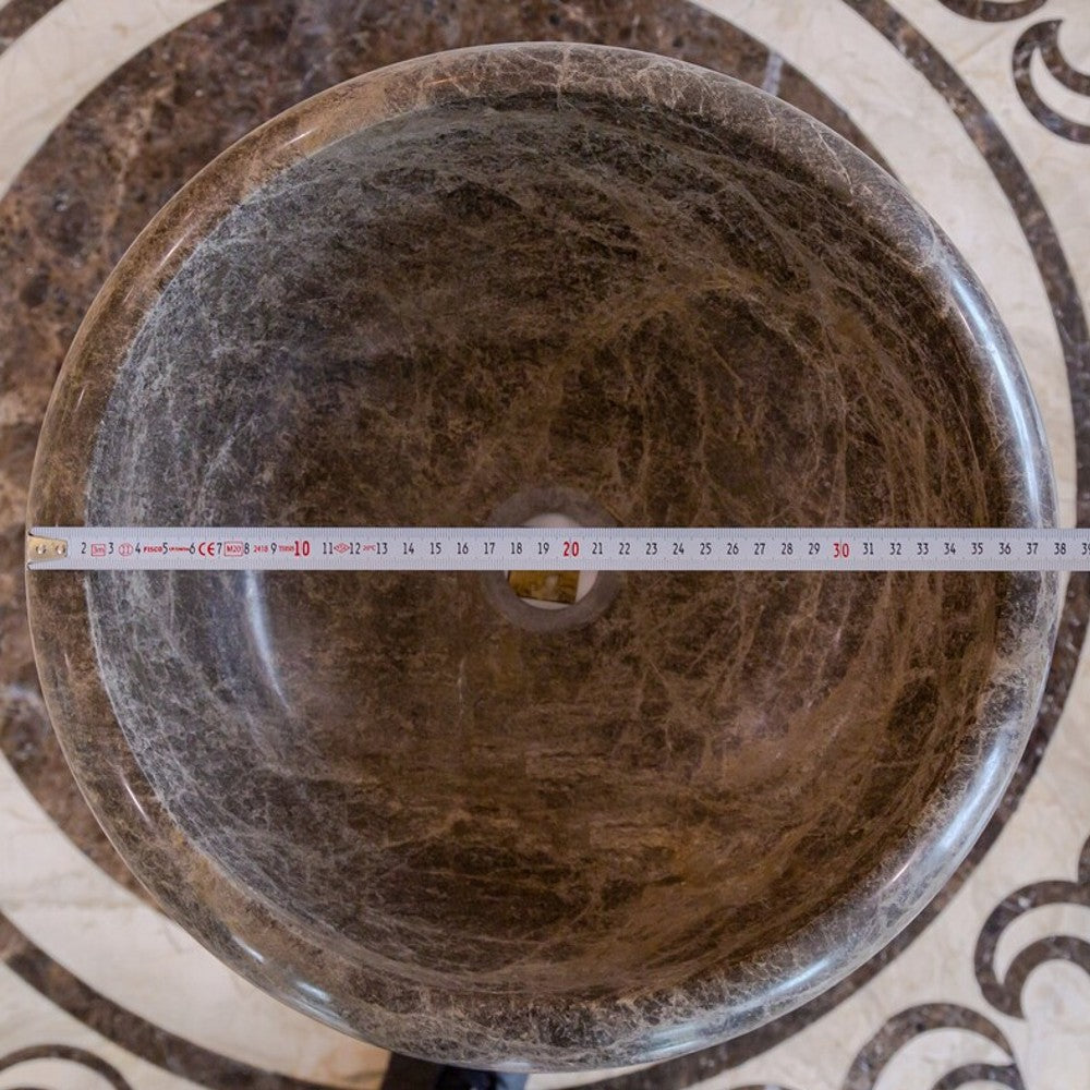 Emperador Brown Natural Stone Marble Drop-in Vessel Sink Polished  (D)16