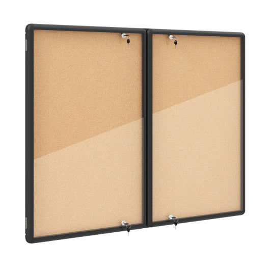 Enclosed Bulletin Board with Aluminum Frame and Felt Surface for Office-Black