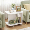 End Table 2-Tier Sofa Side Table with Storage Shelf for Small Space-White