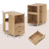 End Table with Built-in Charging Station Sofa Side Bedside Table on Wheels-Natural - Natural