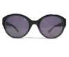 Sunglasses DIAGRAM BLACK WOOD Brown Round Frames w Purple Lenses