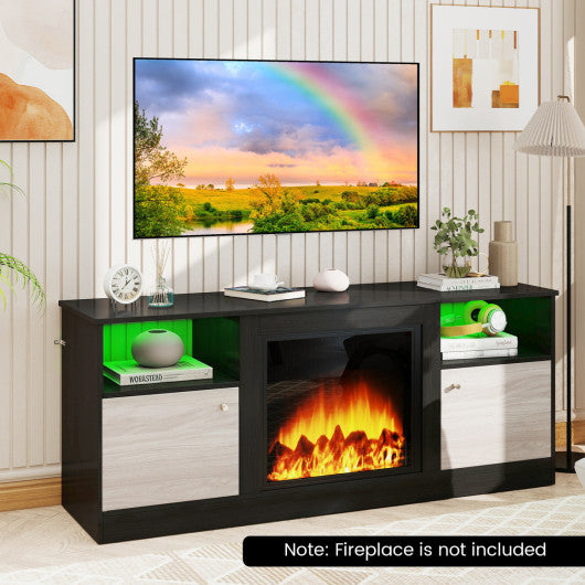Entertainment Center with Adjustable Shelf & Open Compartment for 65” TVs-Black