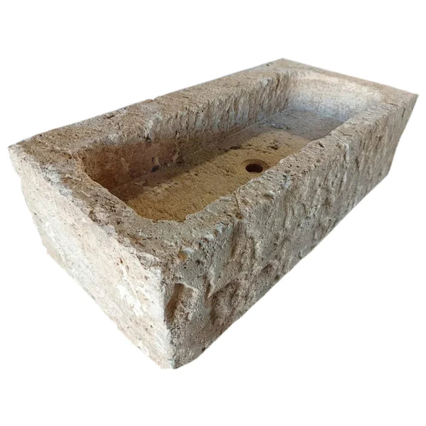 Ephesus Light Travertine Rustic Old-world Look Wall-mount Outdoor Sink (W)18