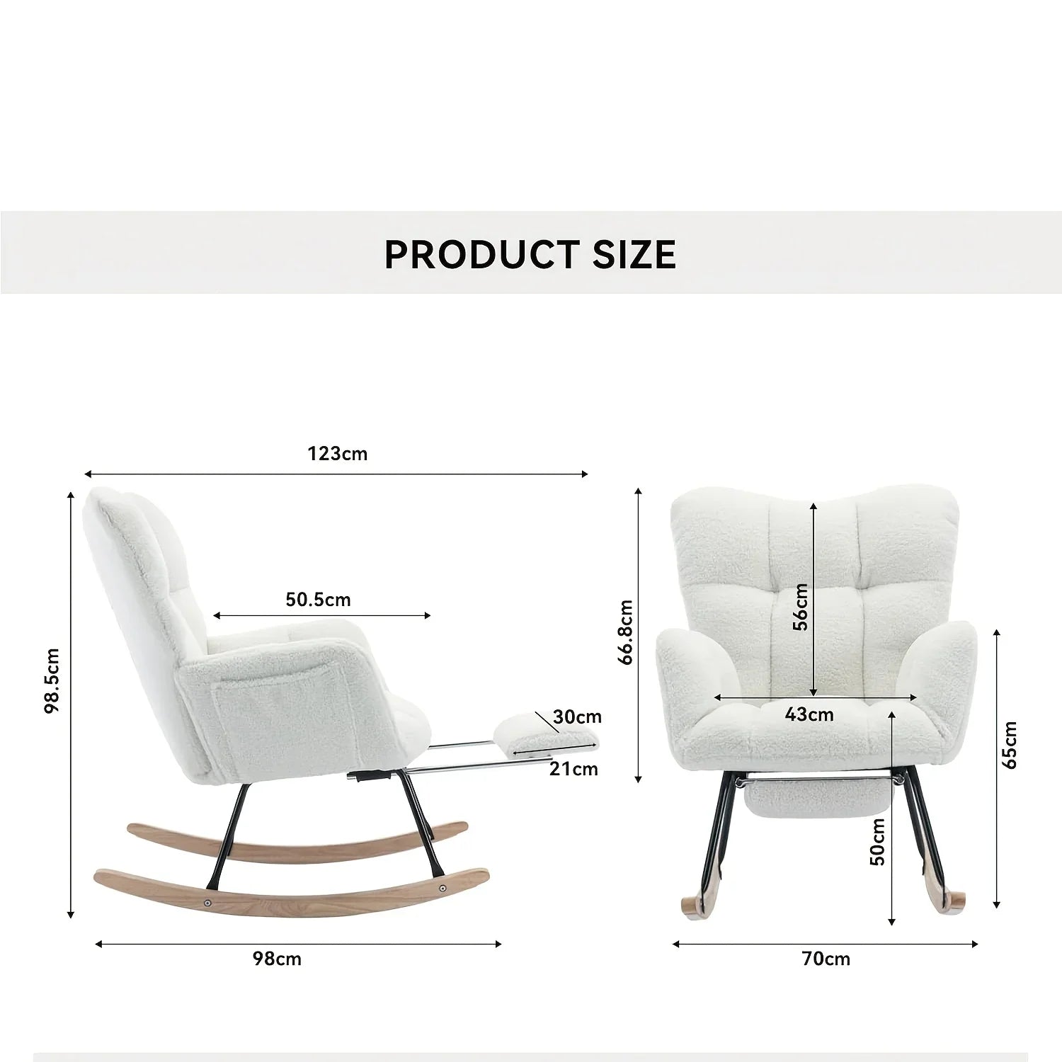 Ergonomic Teddy Fabric Rocking Chair with Footstool - Hardwood Frame Glider Chair with Plush Cushioning, Manual Rocker for Indoor Use, Easy-Clean Spot Clean Design, Ideal for , Living Room, Bedroom - Perfect for Mum & Adults