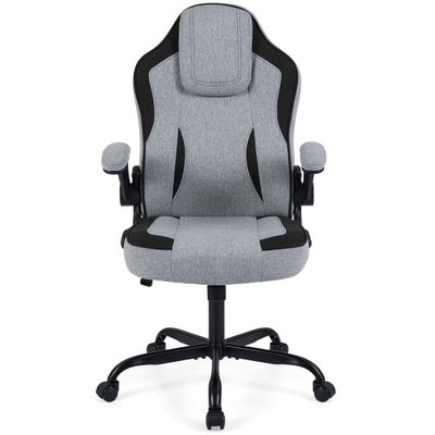 Ergonomic Computer Office Chair with 90° Flip-up Armrests-Gray