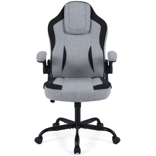 Ergonomic Computer Office Chair with 90° Flip-up Armrests-Gray