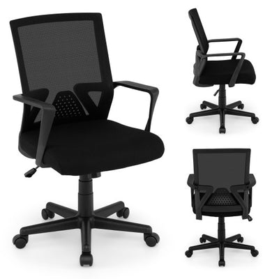 Ergonomic Desk Chair with Lumbar Support and Rocking Function-Black