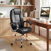 Ergonomic Leather Office Chair with Padded Armrests and Rocking Backrest-Black