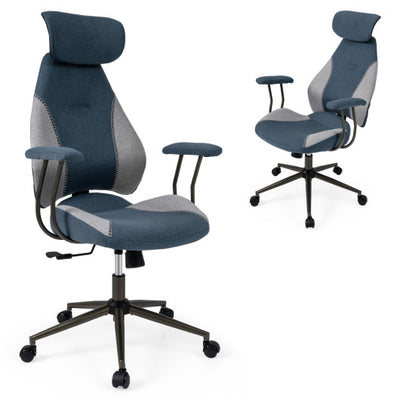 Ergonomic Office Chair Computer Desk Chair with 2D Headrest and Rocking Backrest-Gray