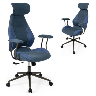 Ergonomic Office Chair Computer Desk Chair with 2D Headrest and Rocking Backrest-Navy