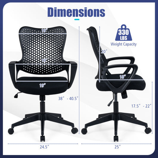 Ergonomic Office Chair Height Adjustable Computer Desk Chair with Breathable Butterfly Back-Black