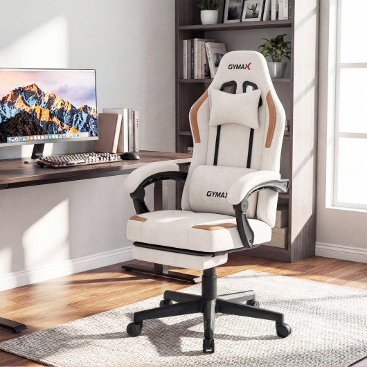 Ergonomic Video Game Chair with Headrest for Home Office-Beige