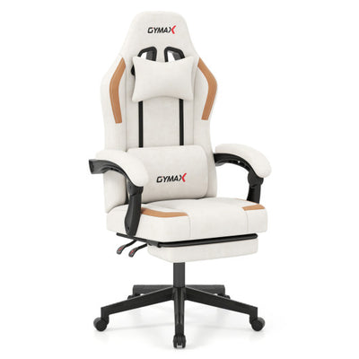 Ergonomic Video Game Chair with Headrest for Home Office-Beige