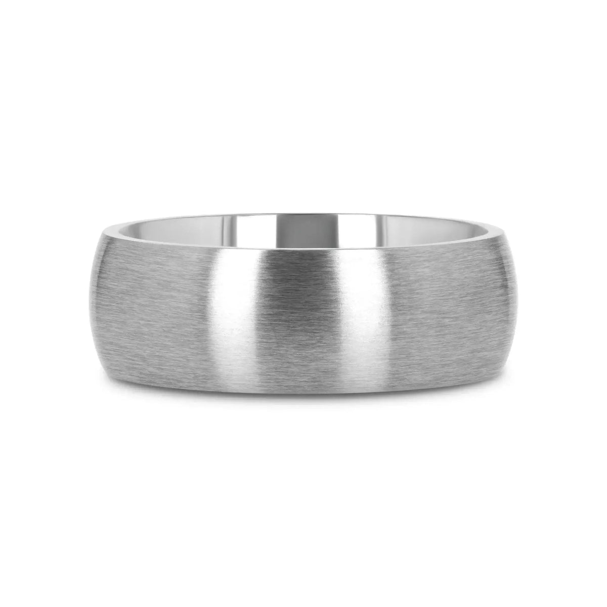 ERIS Men’s Titanium Brushed Domed Wedding Band, Comfort Fit — 6mm or 8mm