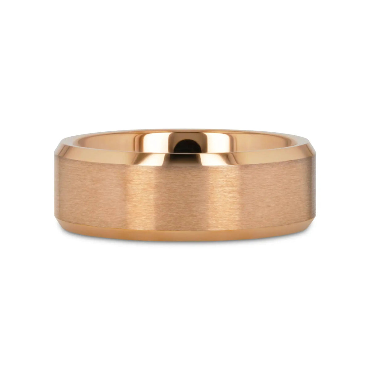 EROS Rose Gold Tungsten Wedding Band for Men with Beveled Edges – 8mm