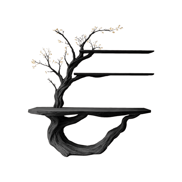 Eryndel Live Edge Solid Wood Console Table with Shelves