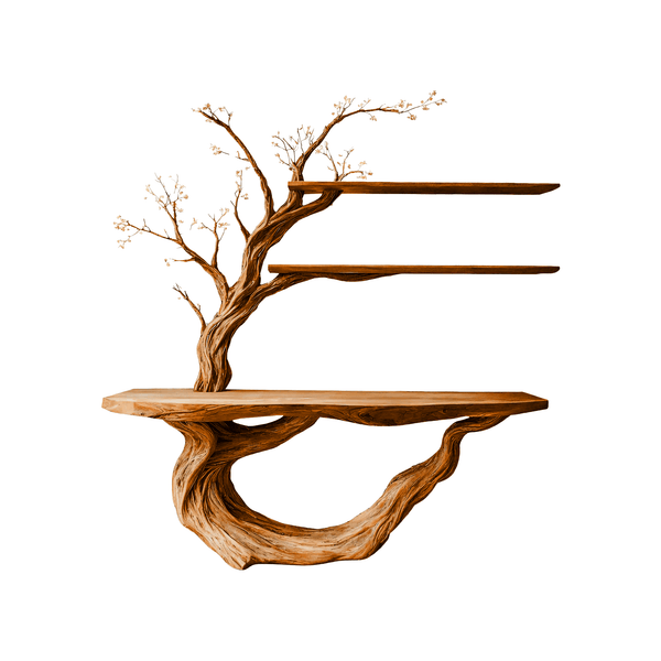Eryndel Live Edge Solid Wood Console Table with Shelves