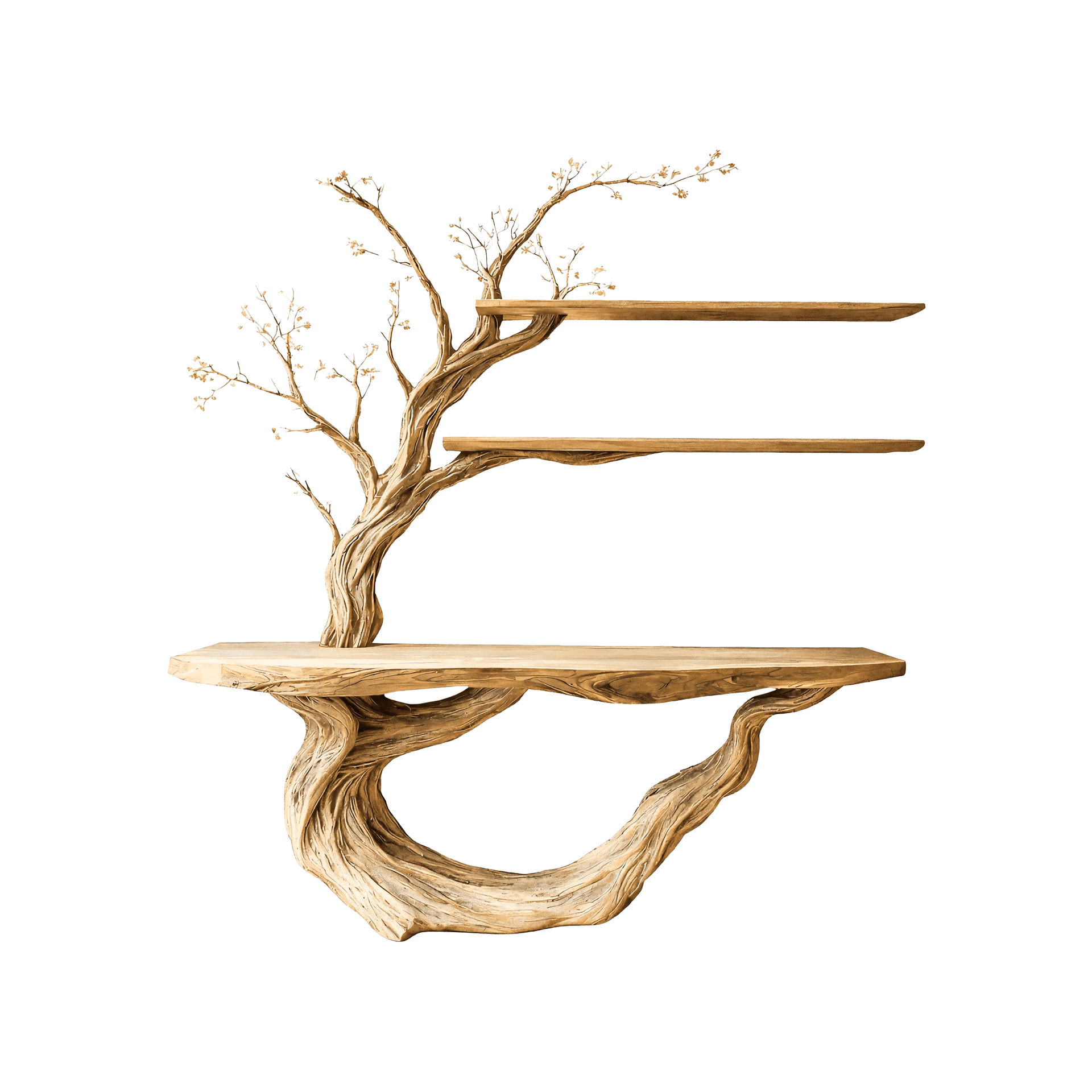 Eryndel Live Edge Solid Wood Console Table with Shelves