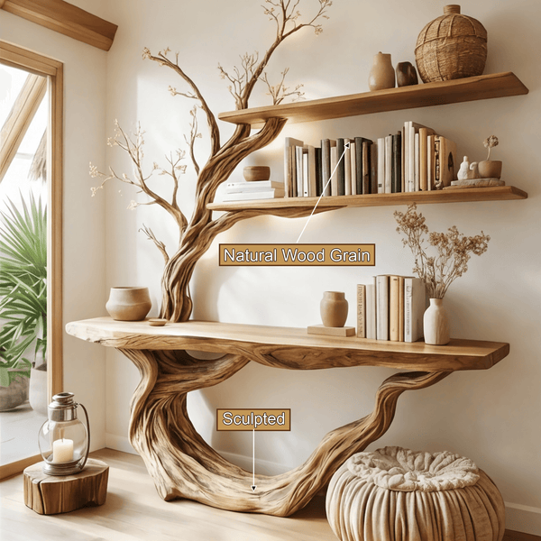 Eryndel Live Edge Solid Wood Console Table with Shelves