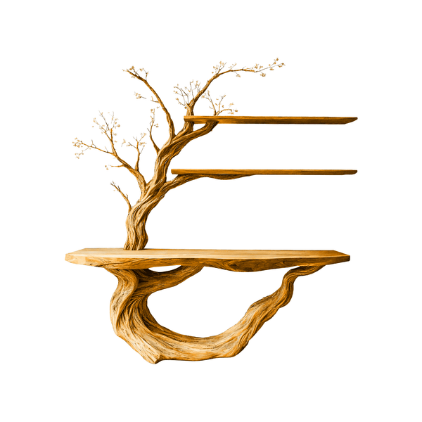 Eryndel Live Edge Solid Wood Console Table with Shelves