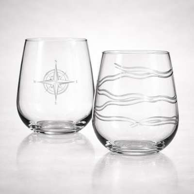 Etched Stemless Wine Glass – 17oz
