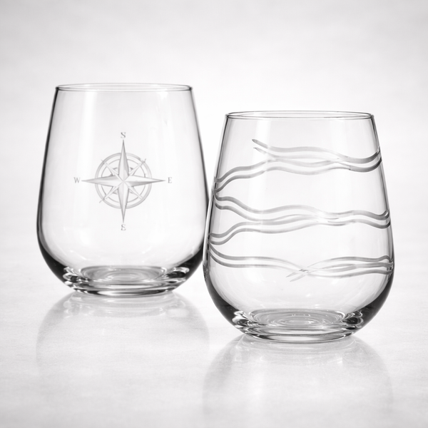 Etched Stemless Wine Glass – 17oz