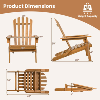 Folding Acacia Wood Oversized Adirondack Chair