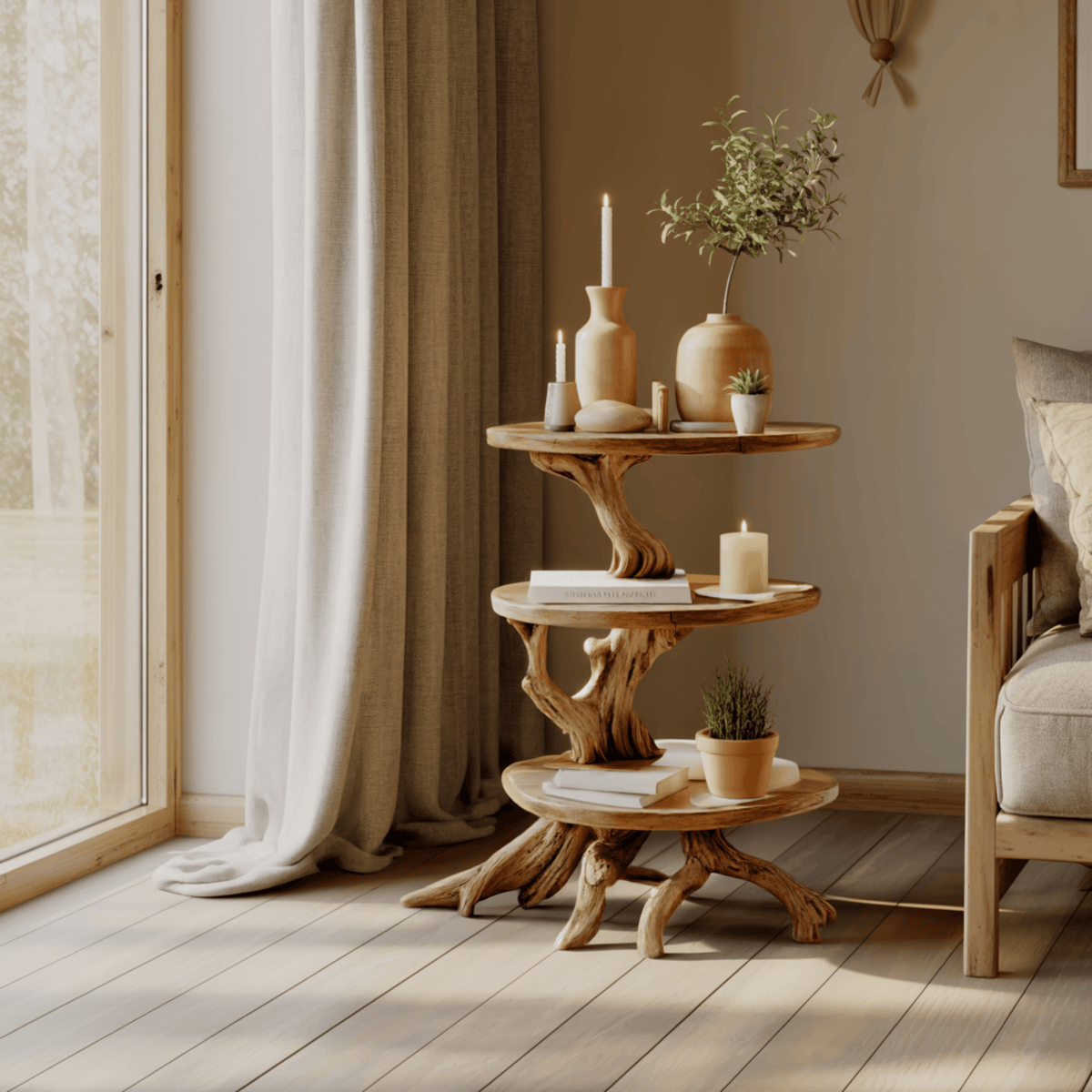 Everroot Live Edge Solid Wood Side Table