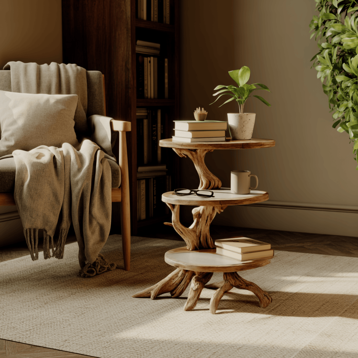Everroot Live Edge Solid Wood Side Table