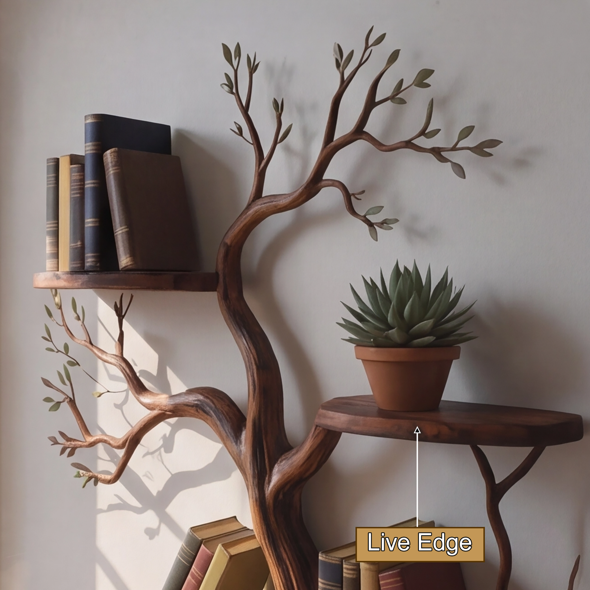 Everwood Sculpted Timber Tree Bookshelf