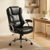 Executive Office Chair Leather Ergonomic Computer Desk Chair with Padded Seat and Armrests-Black