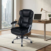 Executive Office Chair Leather Ergonomic Computer Desk Chair with Padded Seat and Armrests-Black - Black
