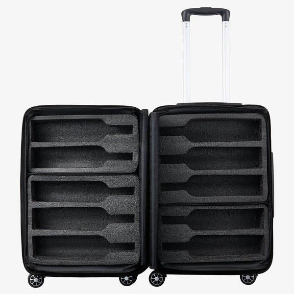 Wine Bottle Suitcase | Holds 10 Standard 750 ML Size Bottles | Expandable Removable Travel Bags, Universal Airplane Luggage Case, TSA Approved Wheeled Bag, Gift For Wine Lovers & Connoisseurs (23 IN)