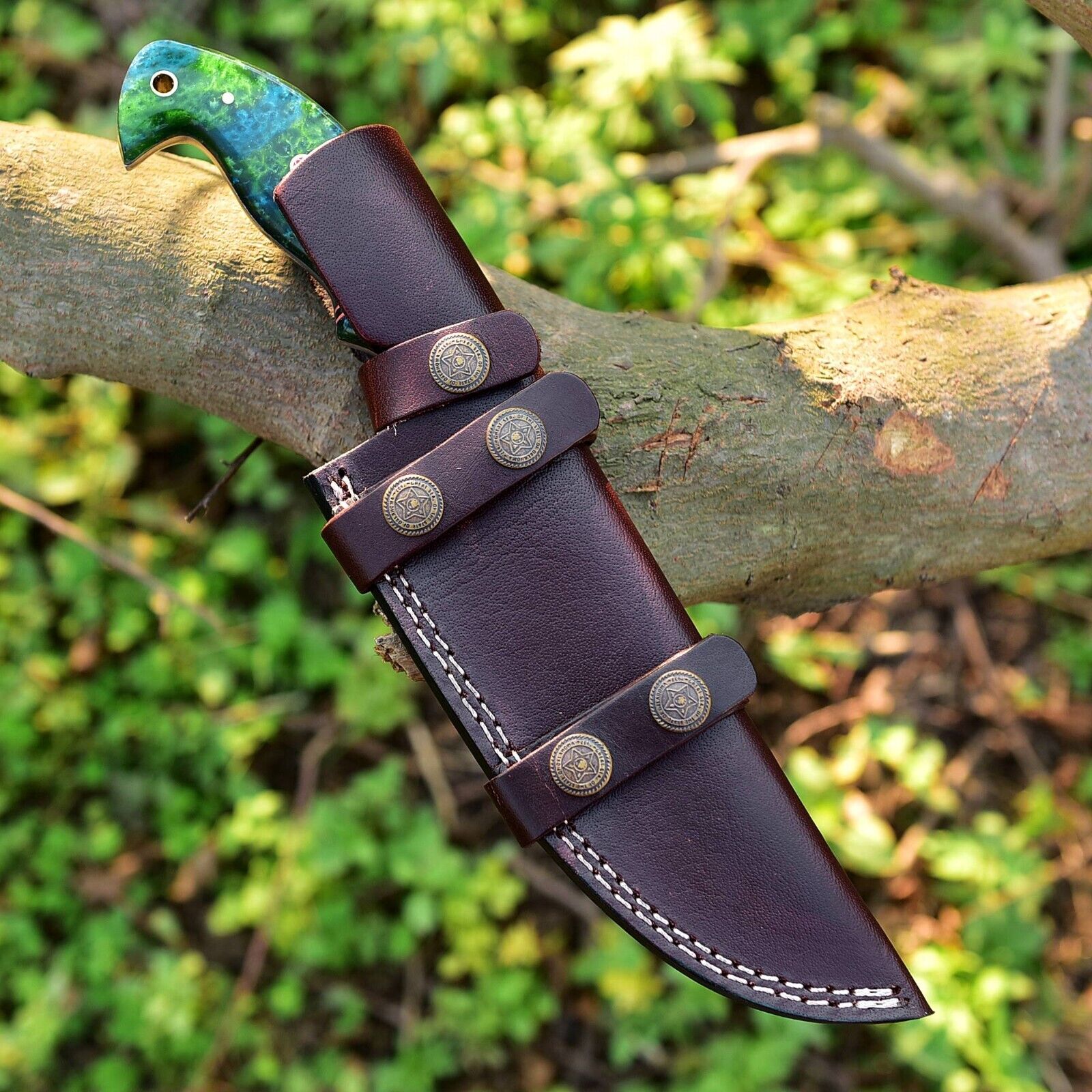 Custom Handmade Damascus Skinning Knife with Resin Handle – 4.5