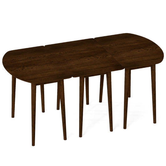 Extendable Dining Table Set with 2 Half-Round and 1 Rectangular Tables-Walnut