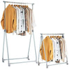 Extendable Foldable Heavy Duty Clothing Coat Rack Stand with Hanging Rod - Silver